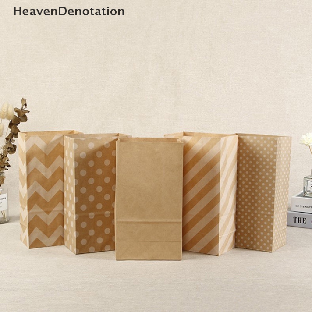 [HeavenDenotation] 10pcs Kraft Paper Bag Biskuit Permen Makanan Cookie Snack Baking Tread Bags HDV