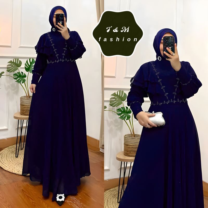 T &amp; M Fashion~HELLEN MAXI SONIA DRESS GAMIS KONDANGAN TERBARU BAJU WANITA KONDANGAN ARISAN IBU IBU DRESS MAKSI APLIKASI PAYET