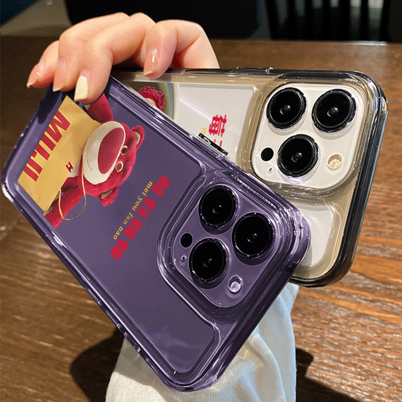 IPHONE Cute Bear Transparan Lembut Casing Ponsel Kompatibel Untuk Iphone14 11 13 12 Pro XS Max XR X8 7 6S Plus Casing Silikon TPU Shockproof Cover