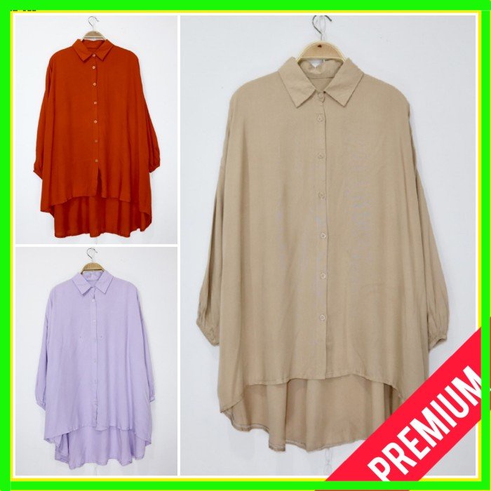K07 KEMEJA WANITA POLOS LENGAN PANJANG KATUN OVERSIZE BAJU JUMBO ADEM BAJU WANITA BUSUI FRIENDLY FUL