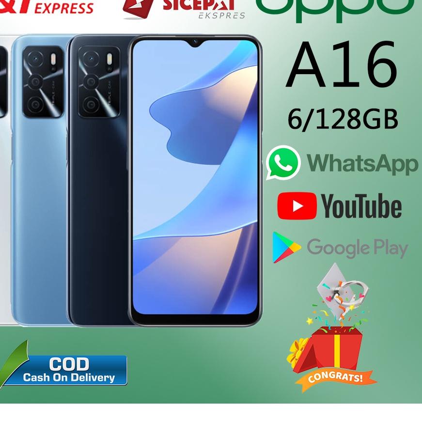 NTI494 HP OPPO A16 Ram 6/128GB Smartphone 4G LET 6.52 inches Dual SIM 8MP+13MP Handphone Indonesia |||