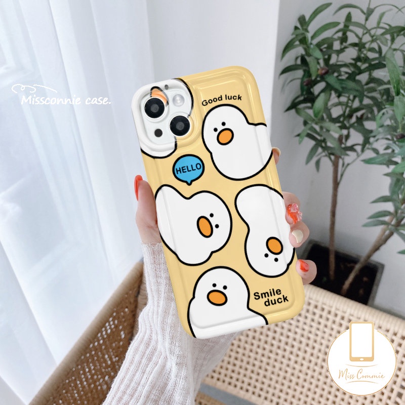Kartun Bebek Yang Indah Casing Ponsel Kompatibel Untuk IPhone 11 Pro MAX XR 6 6S 7 8 Plus 14 13 12 11 Pro MAX X XS MAX SE 2020 Shockproof Airbag Kamera Perlindungan Lembut TPU Silicon Cover