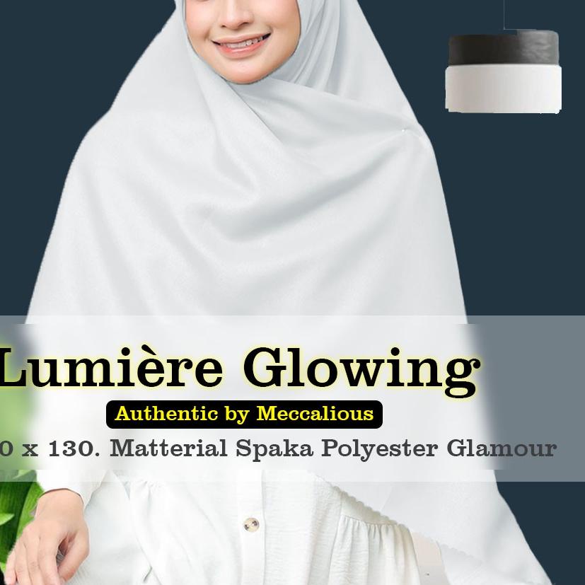 ❋ Meccalious Jilbab Segi Empat Glitter White Sinar Glamour Syar'i Lumiere Glowing 130 x 130 Hijab Kh