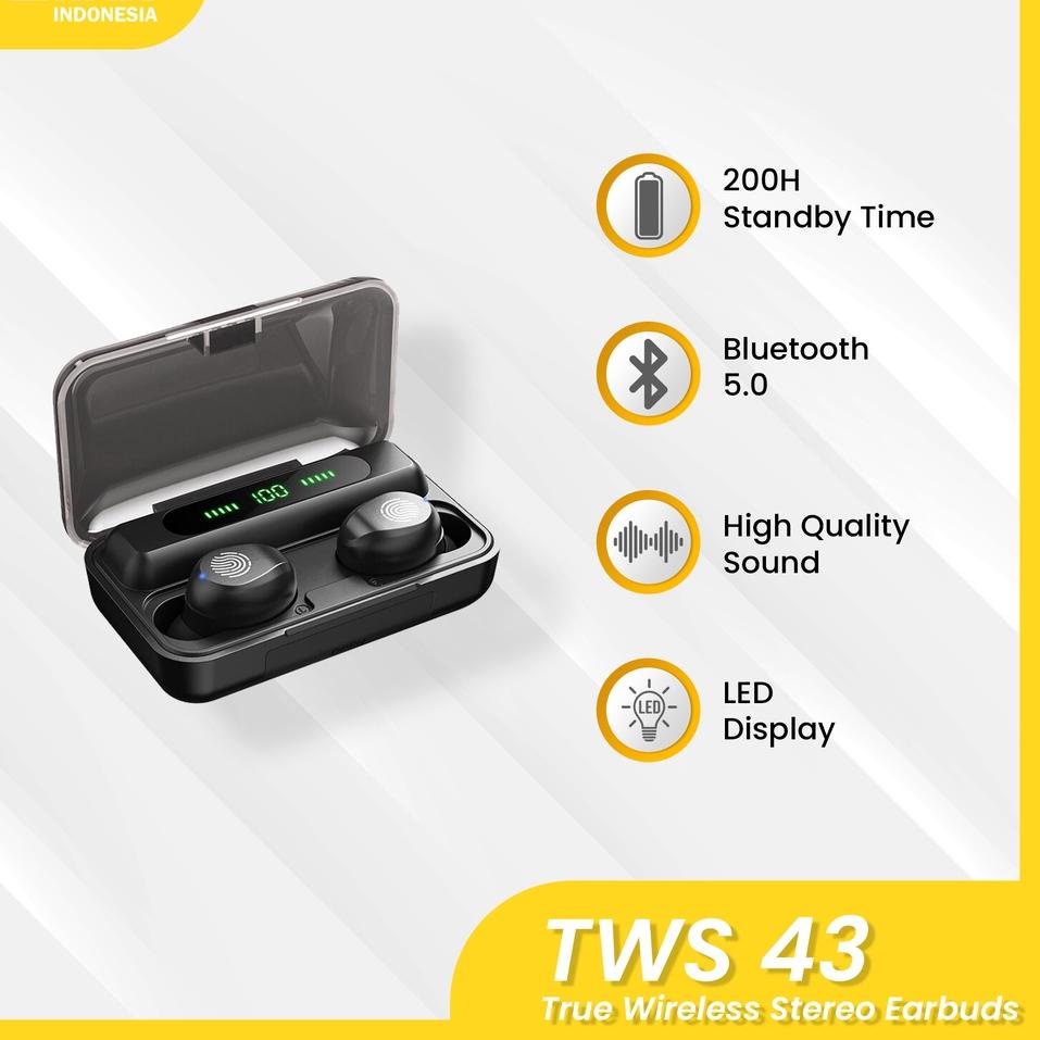 ✿ REMAX TWS-43 BLUETOOTH EARBUDS TRUE STEREO AND 1200MaH POWER BANK WITH DIGITAL DISPLAY ➯