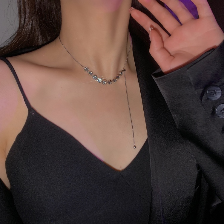 Kalung Wanita titanium zircon glitter Pengubah Ukuran Tarik