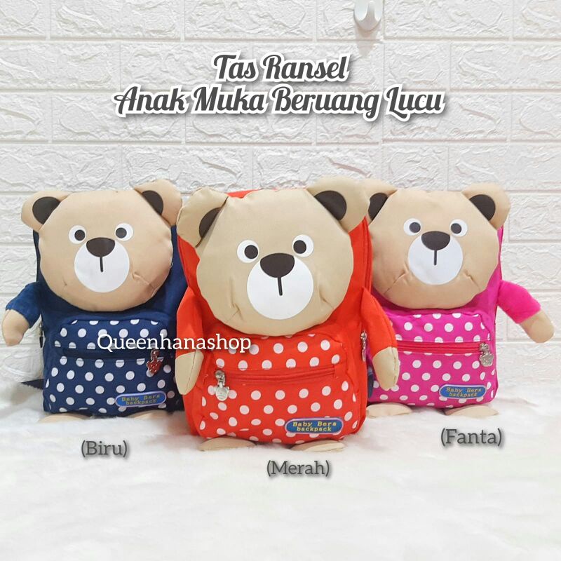 New Tas Ransel Anak Kepala Bear 282