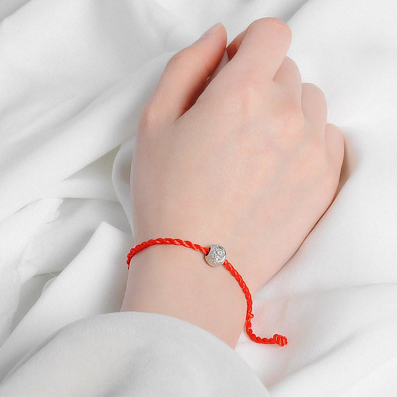 Gelang Untuk Wanita | Tali Warna Merah | Good Luck Goofy Gelang Tangan Rantai Aksen Mutiara Imitasi Warna Merah Untuk Wanita