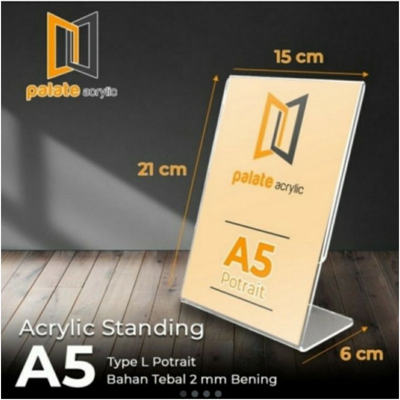 

Acrylic / Akrilik Holder Stand A5 (15 x 21 cm) model L Potrait 2mm