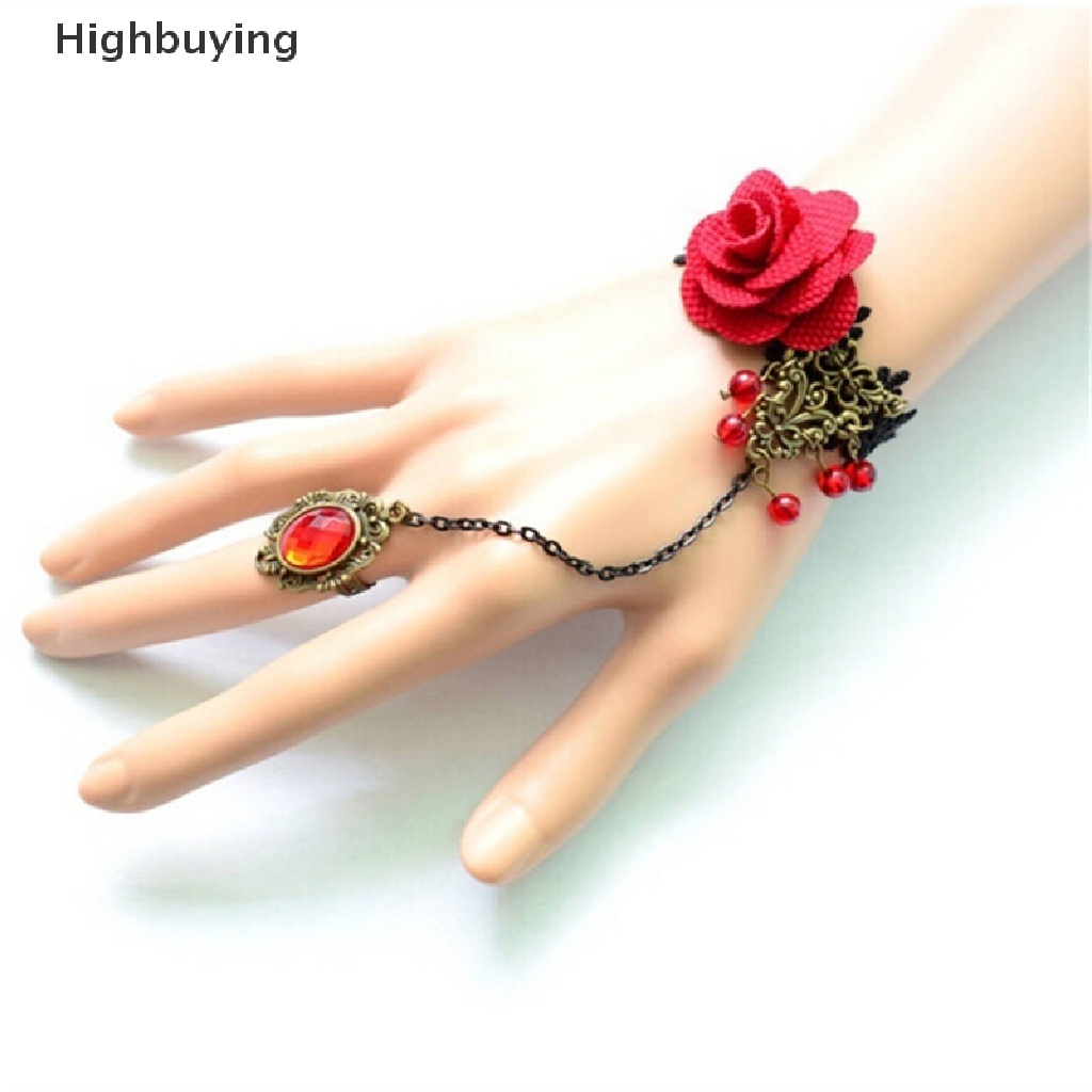 Hbid Fashion Gothic Lolita Retro Vintage Bunga Vampir Jumbai Mawar Renda Gelang Glory