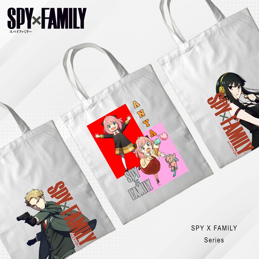 Totebag Anime Spy x family anya yor loid Tote bag premium Totebag zipper totebag velcro