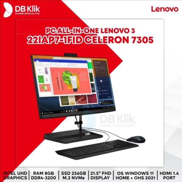 PC AIO LENOVO 3 22IAP7-1FID Cel 7305 8GB SSD 256GB NoDVD W11+OHS 21.5"