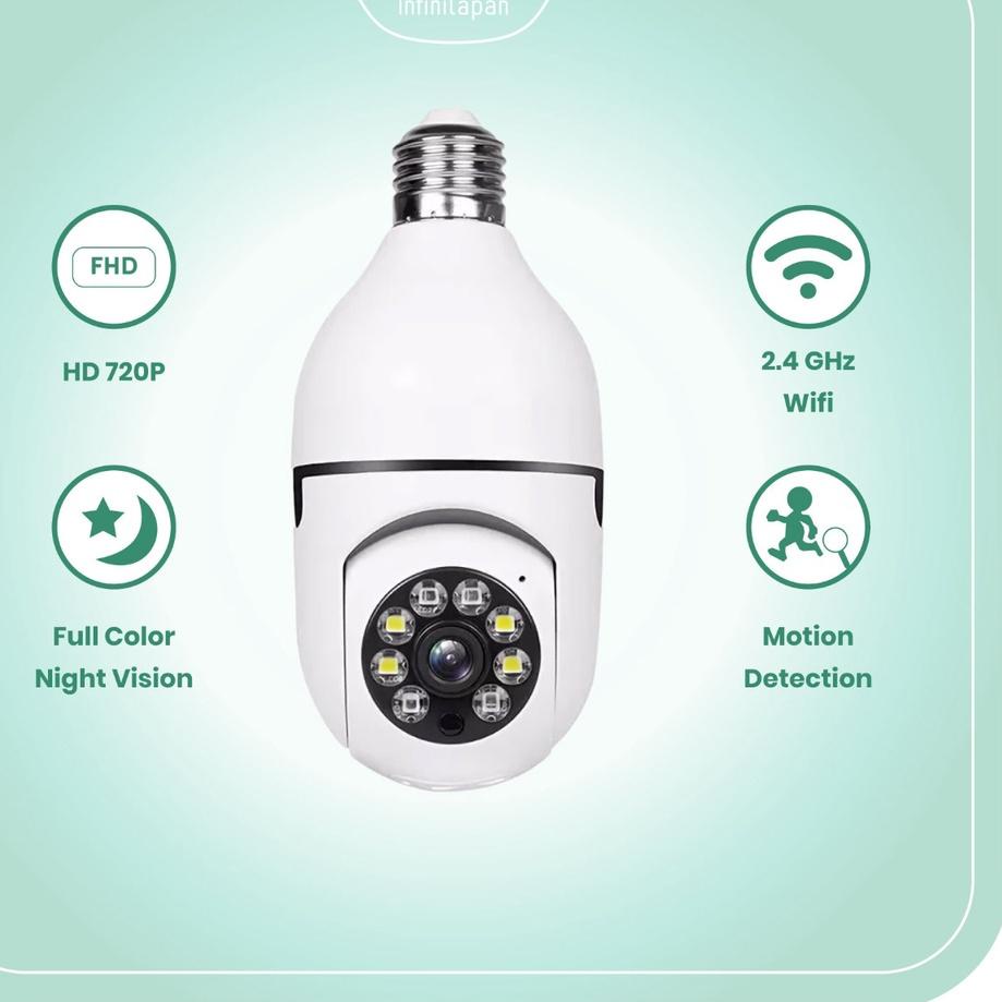 ✴ INFINILAPAN IP Camera CCTV Wireless Bulb Home Security Dual Light Secret Spy Camera 360 PTZ | Panoramic Smart CCTV Bohlam IP Camera CCTV Wireless ○