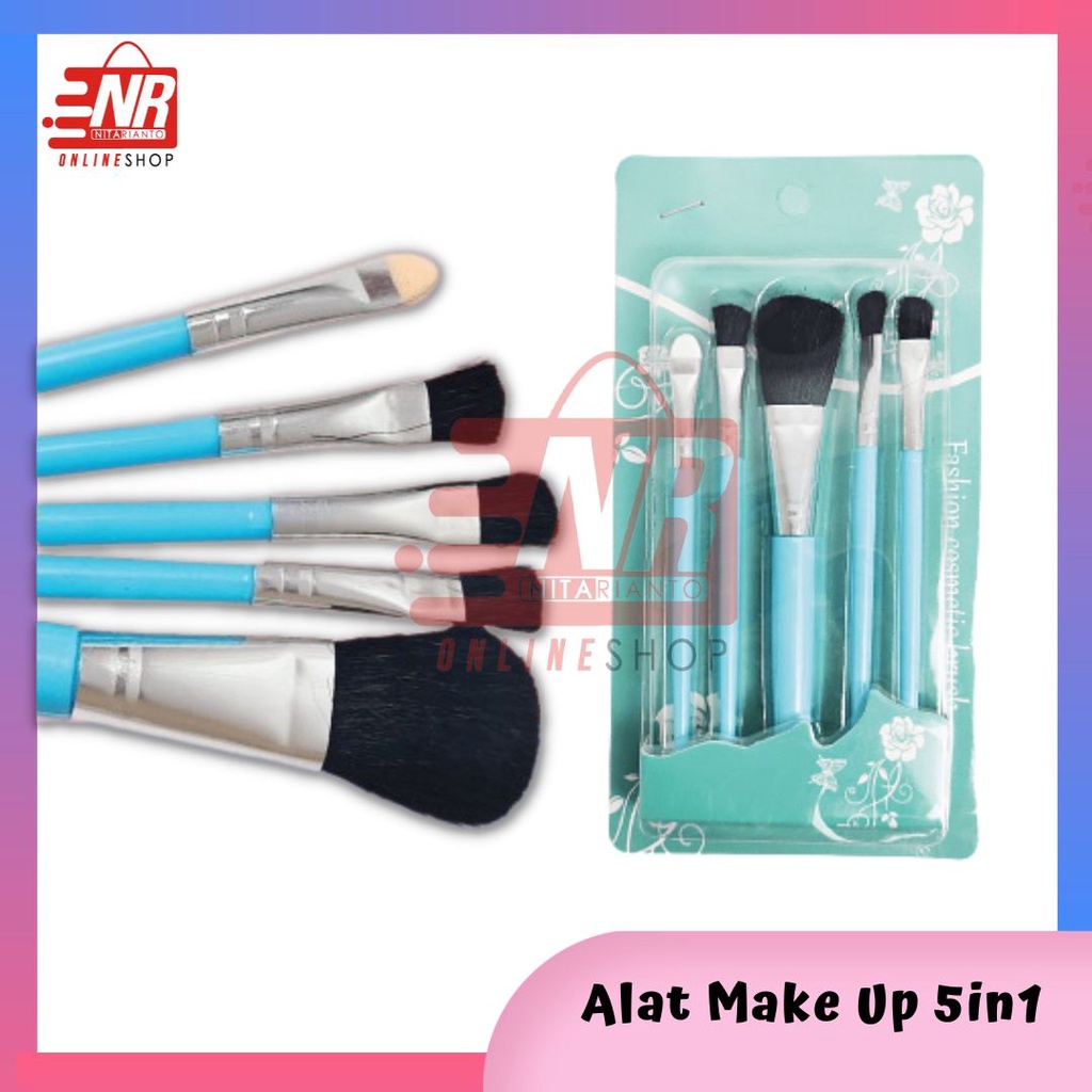 Kuas Make Up 5in1 Brush Make Up Aksesoris Make Up Set Kuas Make Up Eyeshadow Blush On