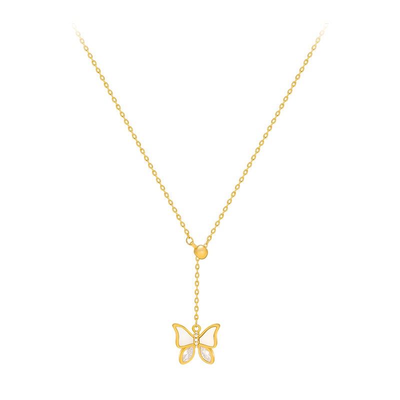 Kalung Liontin Butterfly Bahan Titanium Steel Anti Alergi