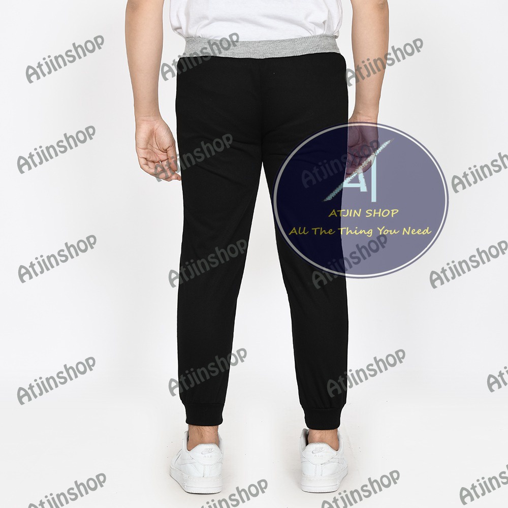 Foratjin- Celana Joger Jogger Pria Training Model R3 Kombinasi HItam Abu