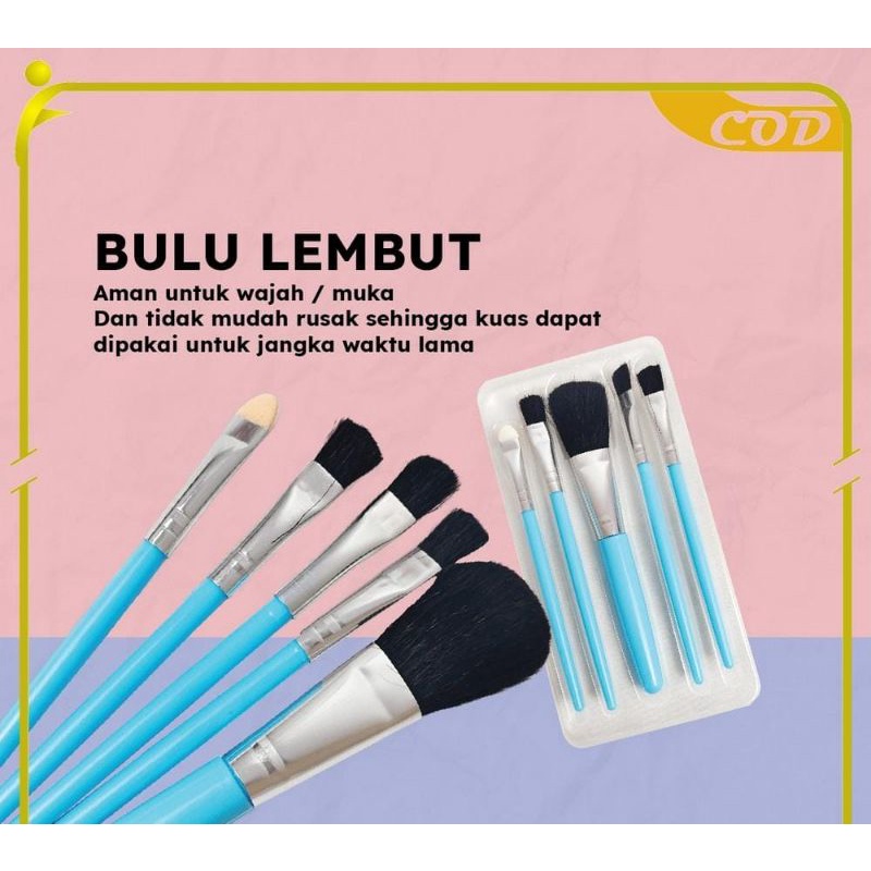 [LGS] KUAS MAKE UP SET 5 IN 1 MINI TRAVEL / PAKET KUAS MAKE UP BRUSH