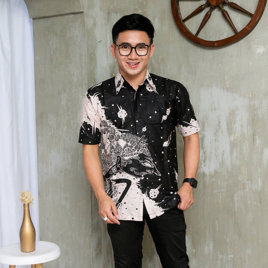 BATIK DUONG KEMEJA HITAM MANIS DEBBY STORE LENGAN PENDEK M L XL