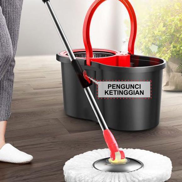 ✰ Alat Pel Lantai Spin Super Magic Mop Praktis Ember Bilas Bahan PP Plastik & Baja Tahan Karat Perle