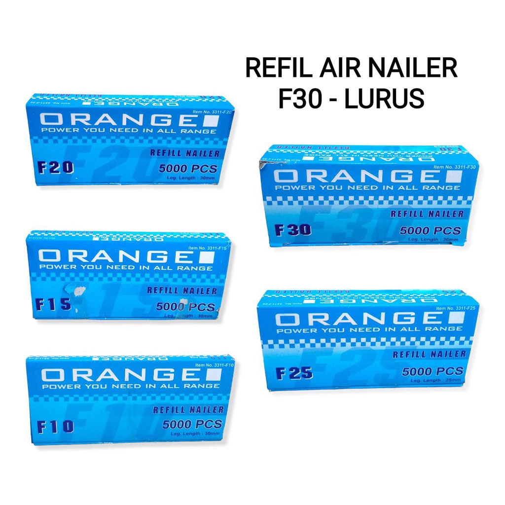 Air Nailer F30 ORANGE Isi Paku Tembak | Refil Air Nailer F10/F15/F20/F25/F30 ORANGE
