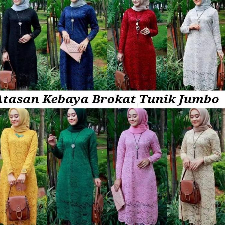 ➹ Atasan kebaya brokat tunik jumbo / kebaya tunik hitam /kebaya tunik navy /kebaya brokat ●