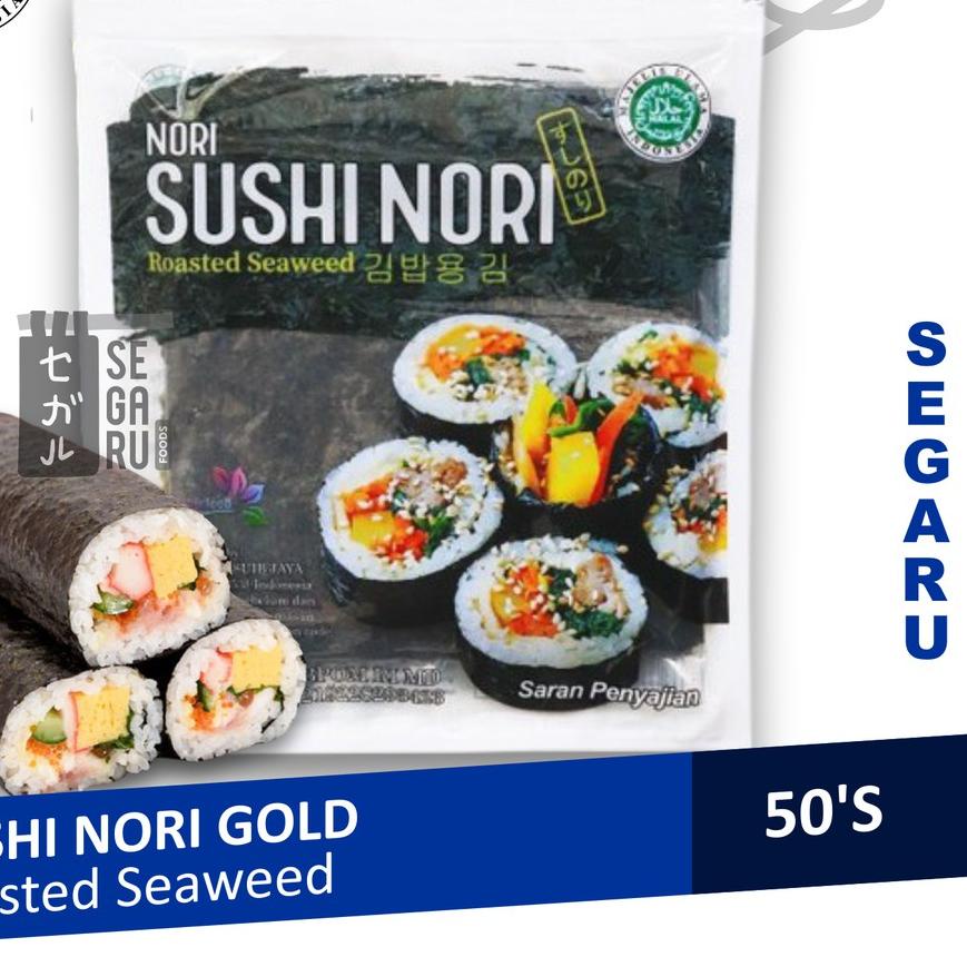 

☃ Sushi Nori Sheet Gold 50 Lembar | Sushi Roasted Rumput Laut Halal MUI ◄