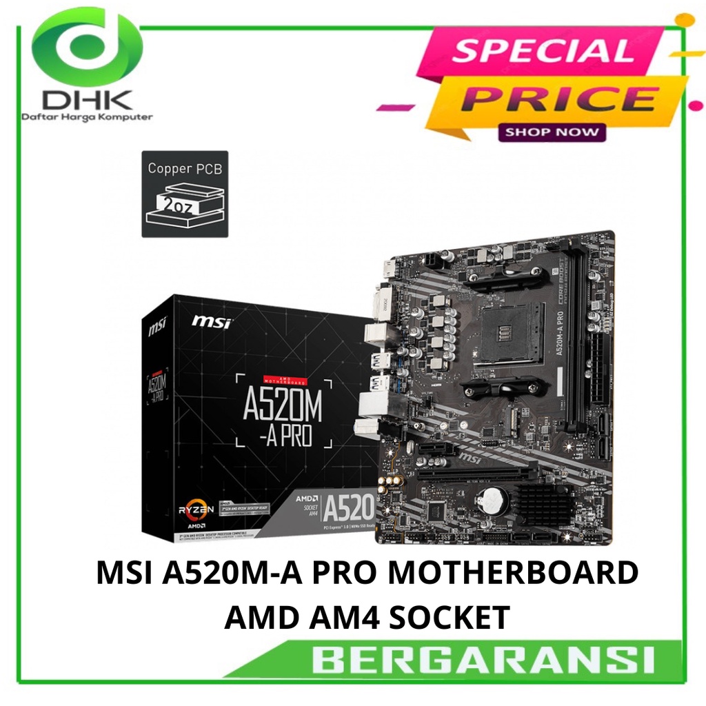MSI A520M-A PRO MOTHERBOARD AMD AM4 SOCKET