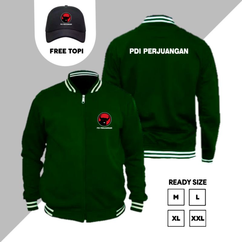 JAKET BASEBALl PARTAI PDI PERJUANGAN/ FREE TOPI/ PRIA/WANITA