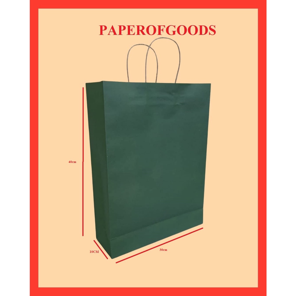 

Paperbag / paper bag / kantong kertas warna hijau uk.30x10x40cm