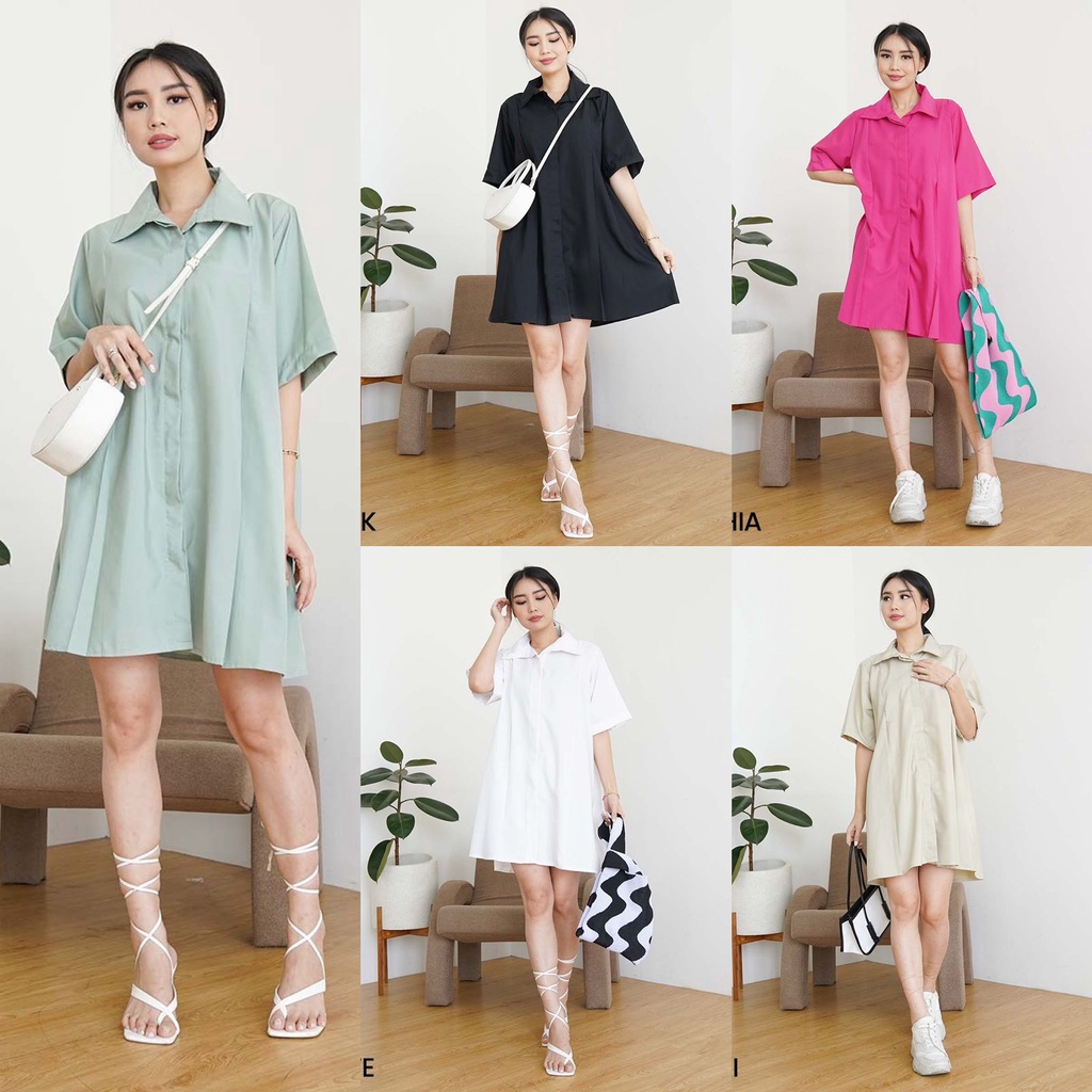 Dress Kemeja Katun Miami - Blouse Wanita - Terusan Kerja Wanita