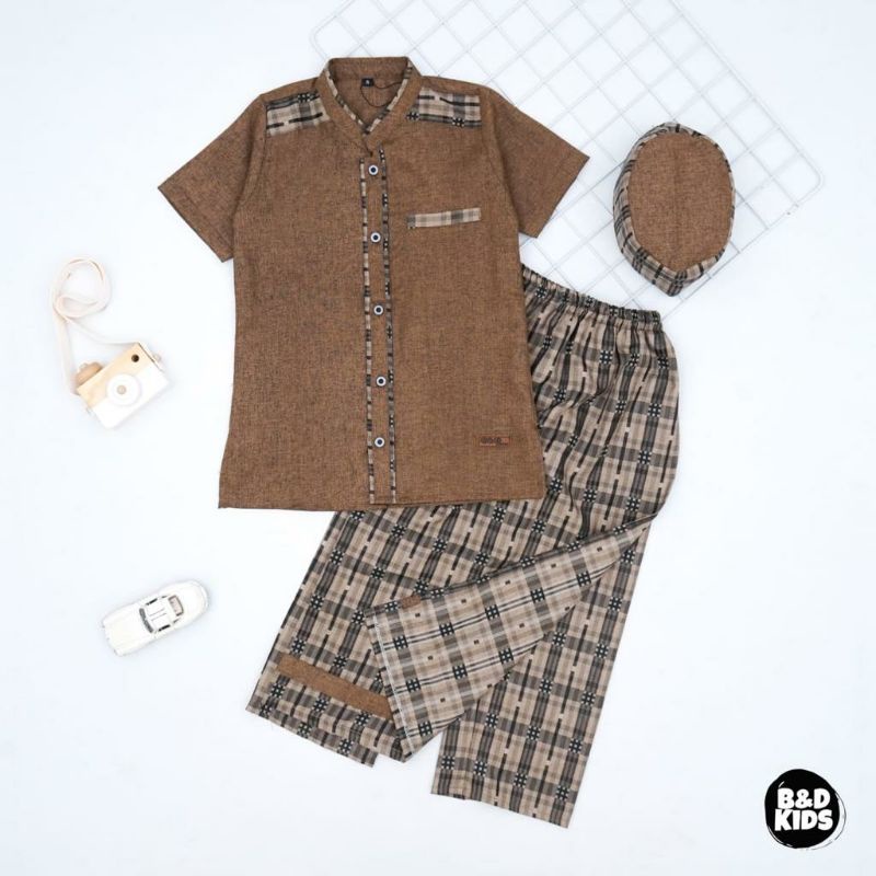 Setelan Koko Anak Malik By: B&amp;D Kids//Baju Setelan Anak Sarkoci Lengan Pendek Usia 3-12 tahun