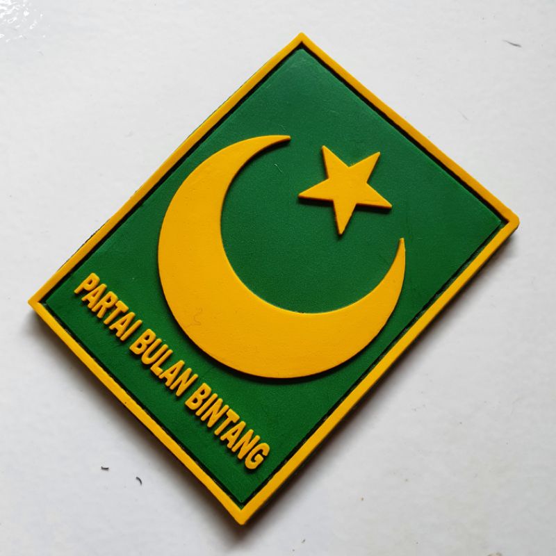 patch rubber logo pbb / partai bulan bintang / pemilihan umum / pemilu / tempelan emblem karet velcro