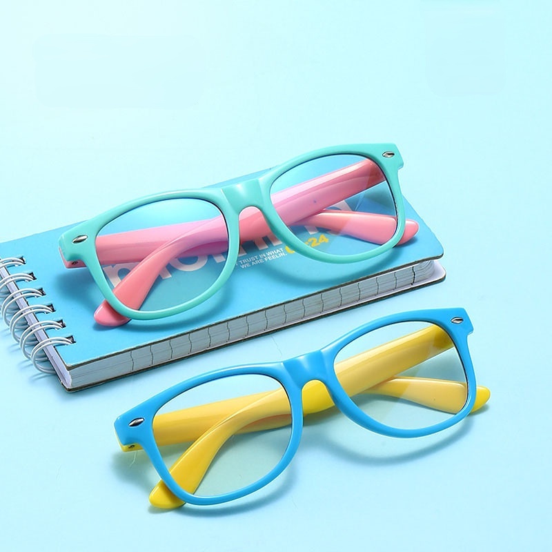 (YUZHU) Kacamata Bulat Warna Permen Fashion Korea Untuk Anak-Anak Fleksibel Silikon Anti Blue Light Eyeglasses