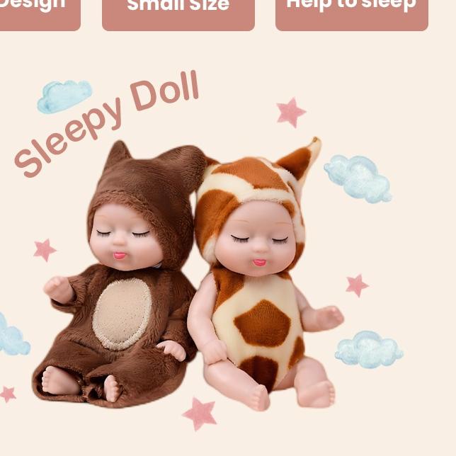 ♦ SOOKA Mainan Boneka Bayi Super Mini Reborn/Newborn Perempuan Tidur Mini Lucu Mirip Asli Ukuran 11 