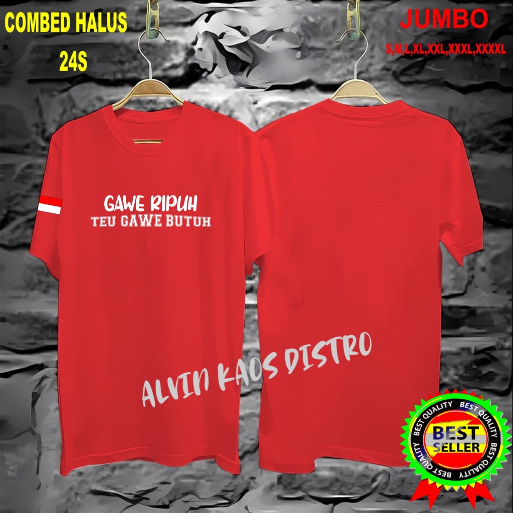 APPS Promo Diskon Kaos GAWE RIPUH TEU GAWE BUTUH Kaos Terlaris Kualitas Terjamin/Kaos MurahKaos katun/Pakaian Pria pakaian Wanita/Kaos Distro Pria/Kaos Pakaian Pria Kaos Promo/Best Seller