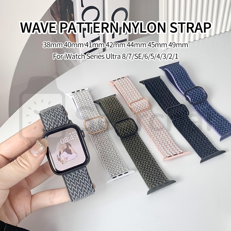 Tali✨Wave Pattern Nylon Strap for  41mm 45mm 42mm 44mm 38mm 40mm for iWatch Series Ultra 8/7/SE/6/5/4/3/2/1