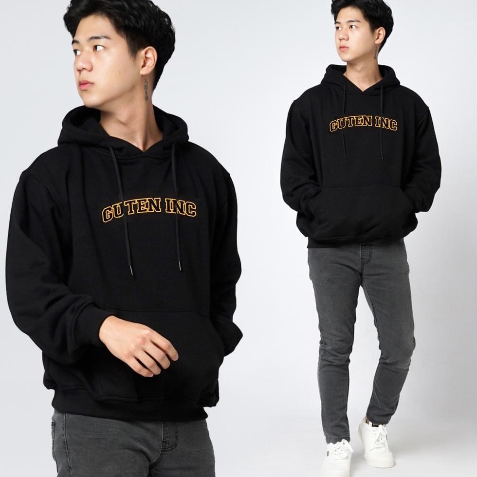 REKOMENDASI Guteninc - Sweater Hitam Bordir Pria OG College Black Gold Hoodie