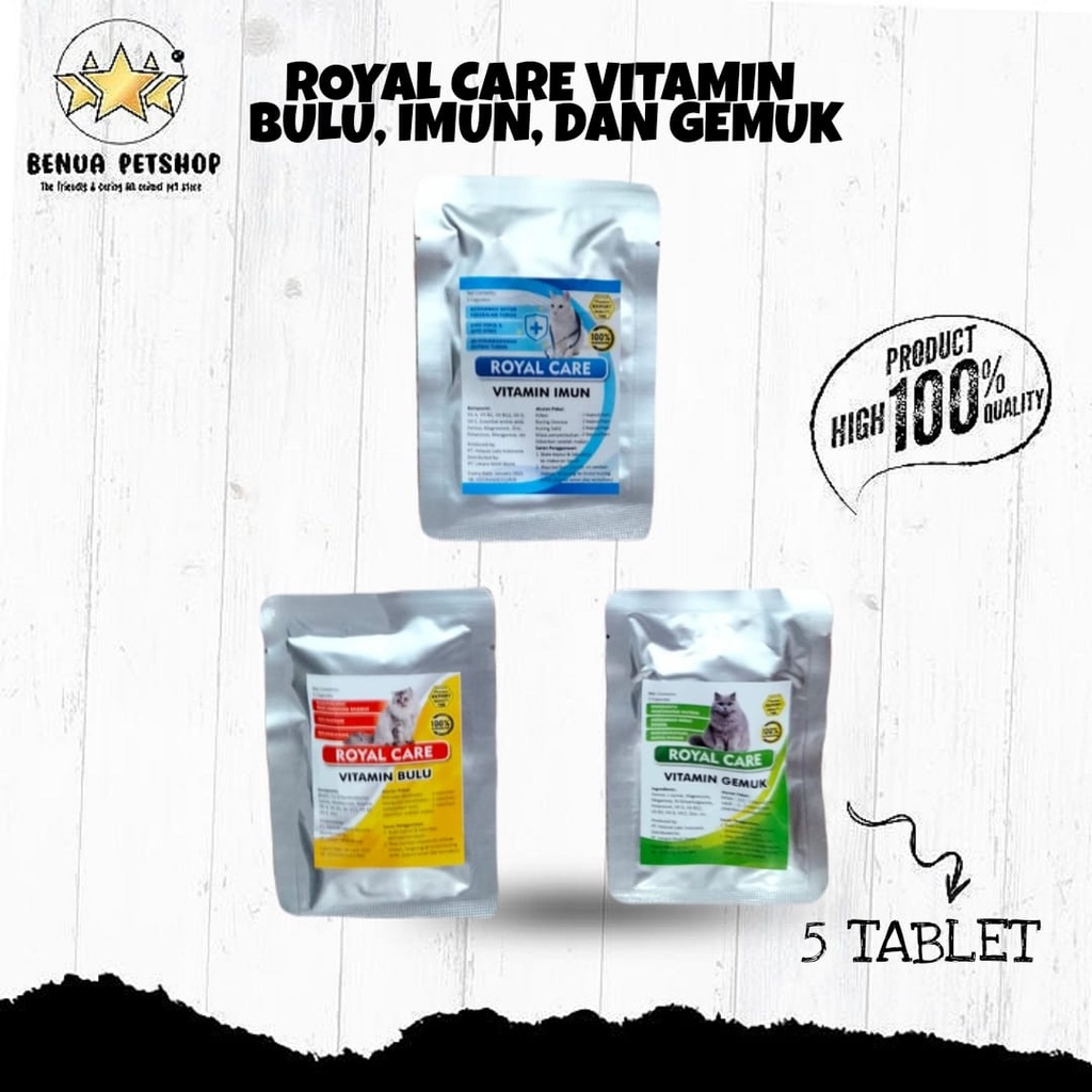 ROYAL CARE VITAMIN Kucing Vitamin Bulu / Vitamin Gemuk / Vitamin Imun - 5 TABLET