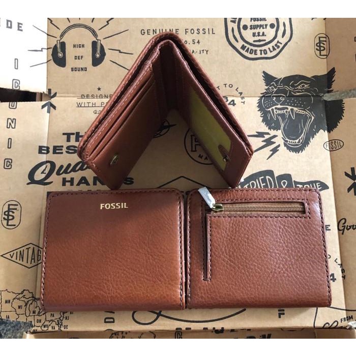 Dompet Wanita Fossil Madison Bifold Medium Brown NWT