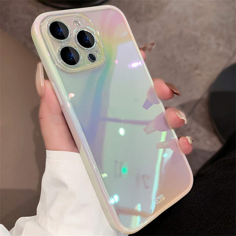 Casing Ponsel Gradasi Warna-Warni Untuk iPhone 14 Pro Max13 12 11 14 Plus Laser Mewah Warna-Warni Transparan Lembut Silikon Bening Cover