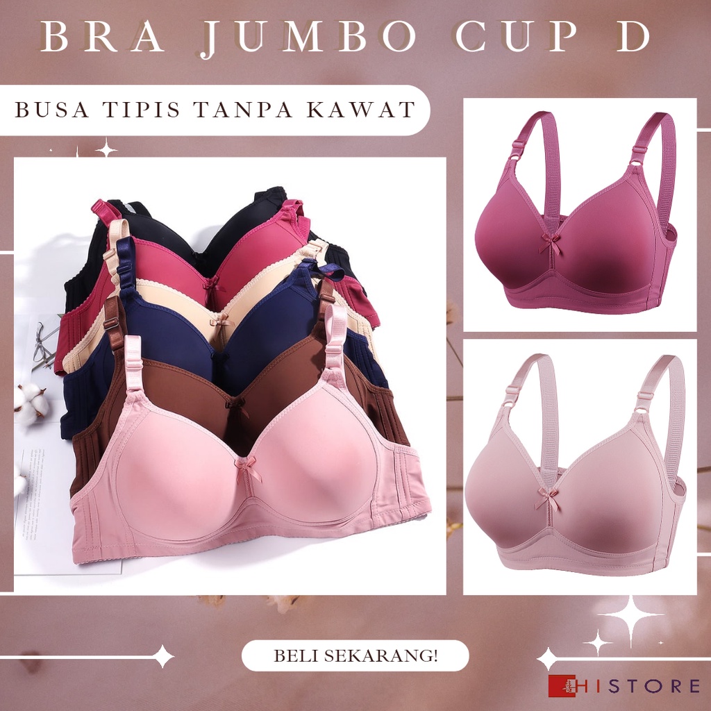 [HI] Bra BH Jumbo Cup D Fashion Wanita Premium Busa Tipis Tanpa Kawat Sangat Nyaman 2138