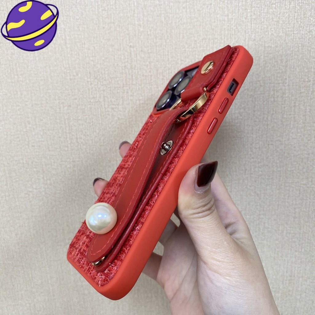 IPHONE Case Gelang Tangan Mewah Tinggi Merah China Untuk Iphone14 13 12 11 Pro Max14 Plus Mutiara Casing Belakang Lembut