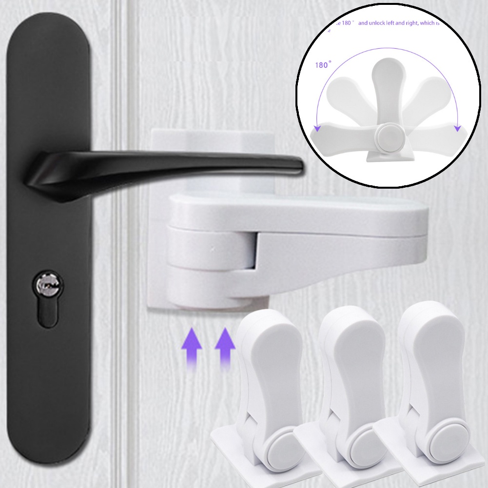 Kunci Gagang Anti Buka ABS Pengaman Kait Pengaman Pintu Lemari Kunci Gagang Profesional Universal Anti Buka Pegangan Perangkat Perlindungan Bayi Anak Pet Safety Lock Door Lever Lock