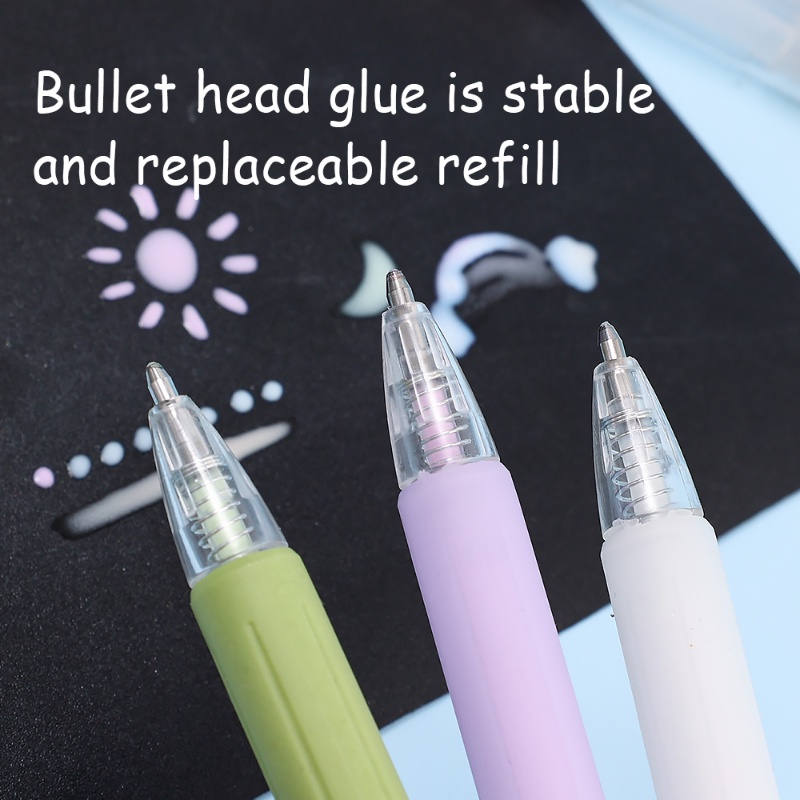 Pen Dispensing Lem Tipe Tekan Warna Permen/Pulpen Tempel Nota Cepat Kering Viskositas Tinggi DIY