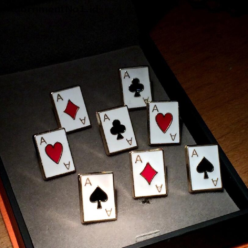 [AdornmentNo1] 4/8pcs Enamel Poker Bros Kecil Poker Manset Pin Kerah Lencana Perhiasan [ID]