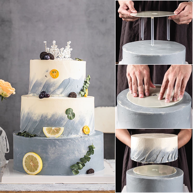 Reusable Baking DIY Tools Invisible Dessert Support Rack 4ukuran Suspensi Kue Stand Cuttable Stack Bingkai Kue Untuk Pesta Bakery Keluarga