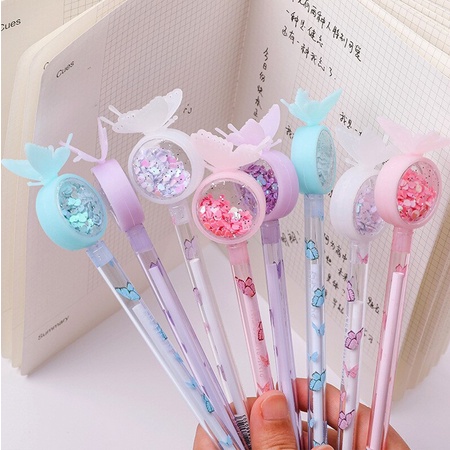 

[babyjenny.id] J124 Pretty Pena Karakter Payet Gliter Kupu Butterfly Lucu Black Ink Gel Pulpen Murah Gel Bolpen Gel Pastel Alat Tulis Sekolah Kantor Murah Import S045