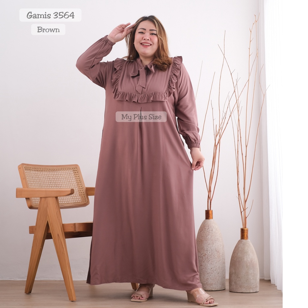 Gamis Rayon Wanita Jumbo 3564, Ld 130 &amp; 142 cm