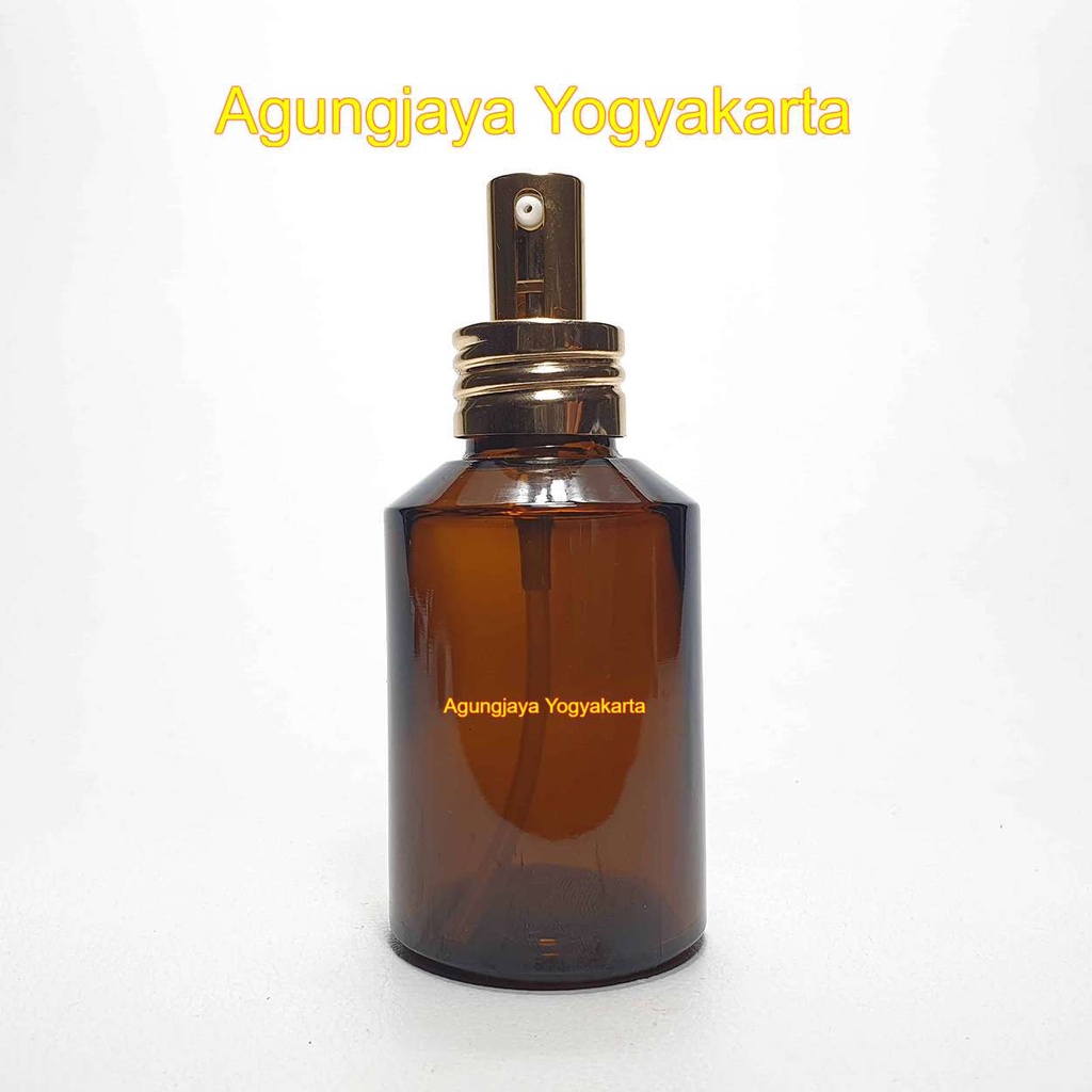 Botol Kaca 100 ml Amber Ori GD Pump Treatment / Botol Kaca / Botol Kaca Kosmetik / Botol Esential Oi