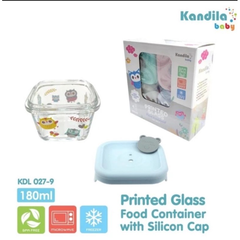 Kandila Baby Kdl 027-9 PRINTED Glass Food Container 180ml With Base&amp;Silicone C