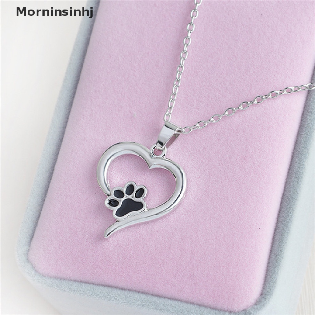 Mornin Elegan Berongga Pet Paw Print Kalung Hewan Lucu Anjing Kucing Liontin Kalung Perhiasan Hadiah id